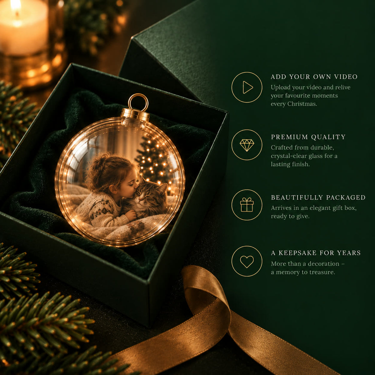 What the orb does: add your own video, the glass finish, the gift box, a keepsake for years